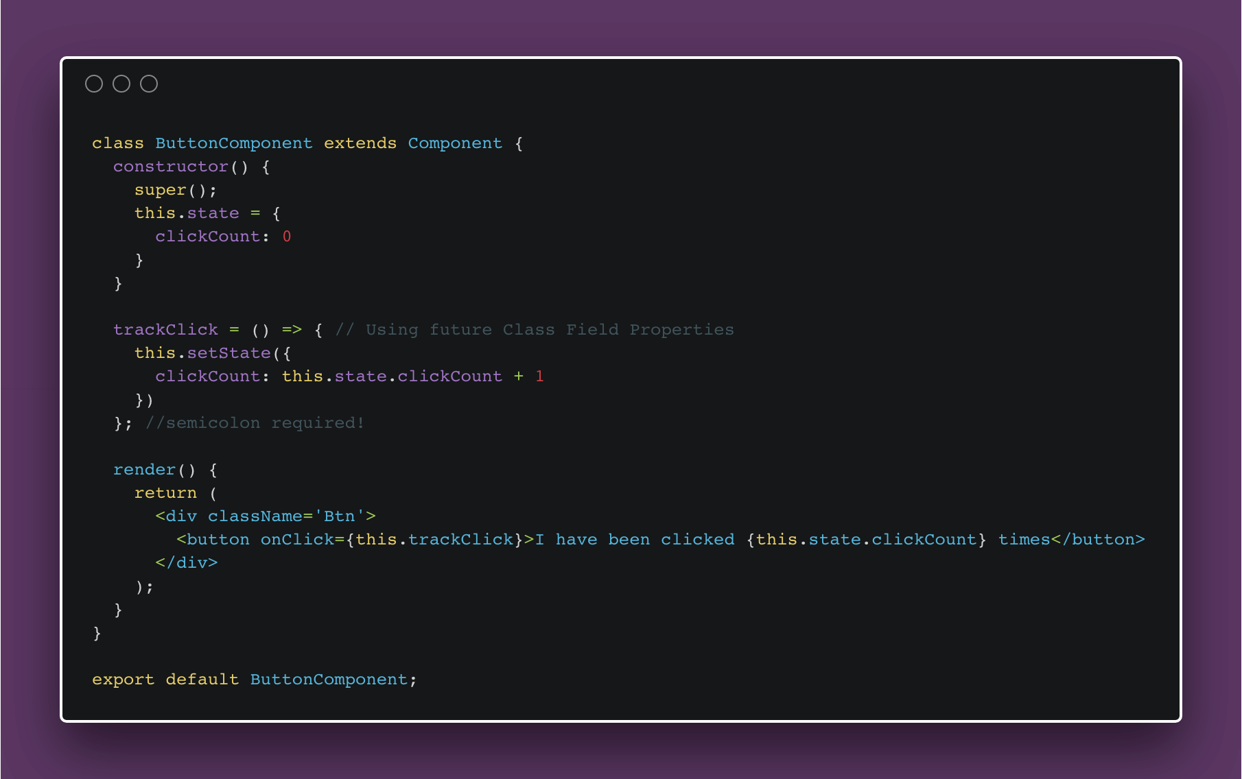 carbon source code showing how to bind this with a class field property